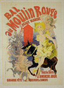 Reprodução de um cartaz publicitário do "Bal au Moulin Rouge", 1889